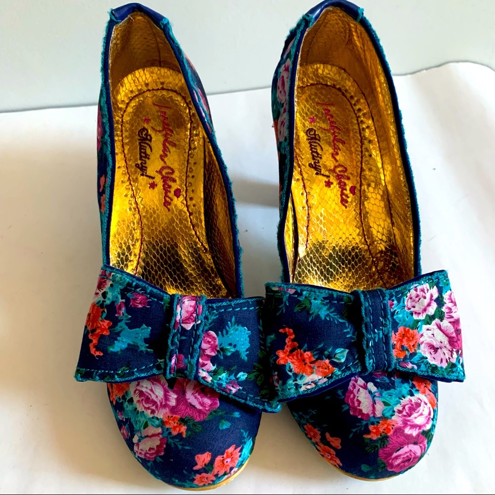 Irregular choice floral bow high heel pumps